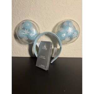 Disney Parks Light-Up Mickey Mouse Snow Globe Balloon Ear Headband NWT